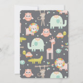 Niedliche farbenfrohe Wildtiere Kinderdusche laden Einladung (Rückseite)