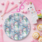 Niedliche Farbenfrohe Wintersaison Snowman-Muster Pappteller (Party)