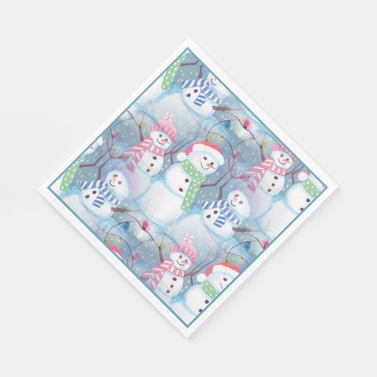 Niedliche Farbenfrohe Wintersaison Snowman-Muster Serviette (Ecke)