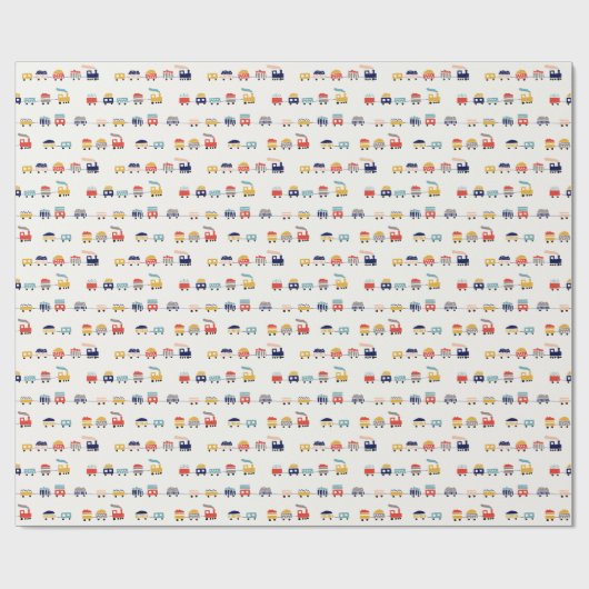 Niedliche, farbenfrohe Züge nahtlos. Geschenkpapier (Flach)