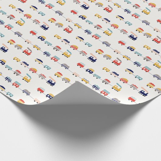 Niedliche, farbenfrohe Züge nahtlos. Geschenkpapier (Ecke)