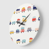 Niedliche, farbenfrohe Züge nahtlos. Große Wanduhr (Winkel)