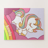 Niedliche Farbenspiel Einhorn und Regenbogen Kunst Puzzle (Horizontal)