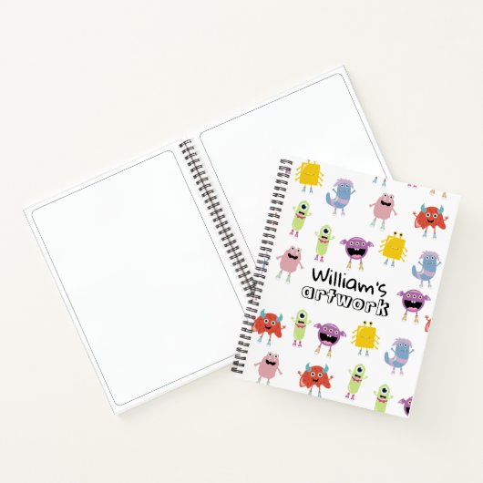 Niedliche Farbenspiel Monster Funny Kids Art Sketc Notizblock (Innenseite)