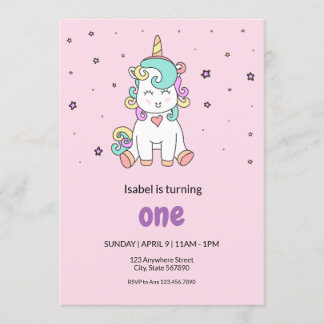 Niedliche Farbenspiel | Pastel Pink Geburtstag Einladung