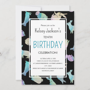 Niedliche Farbgeblasene Kaninchenvorlage Einladung