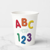 Niedliche farbige ABC 123-neutrale Babydusche Pappbecher (Vorderseite)