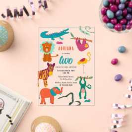 Niedliche Farbige Abstrakte Tiere Kindergeburtstag Acryleinladungen