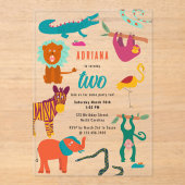 Niedliche Farbige Abstrakte Tiere Kindergeburtstag Acryleinladungen (Vorderseite)