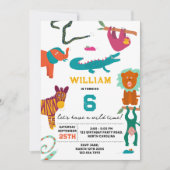 Niedliche Farbige Abstrakte Tiere Kindergeburtstag Einladung (Vorderseite)