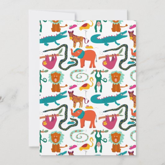 Niedliche Farbige Abstrakte Tiere Kindergeburtstag Einladung (Rückseite)