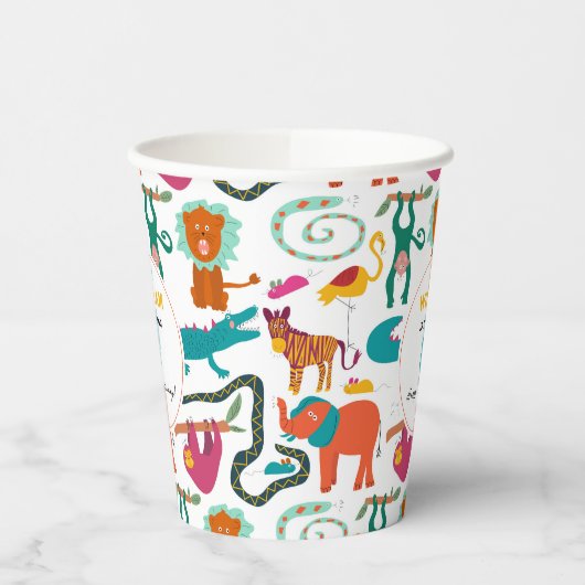 Niedliche Farbige Abstrakte Tiere Kindergeburtstag Pappbecher (Links)