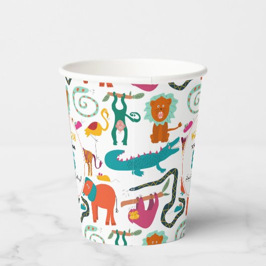 Niedliche Farbige Abstrakte Tiere Kindergeburtstag Pappbecher (Rechts)