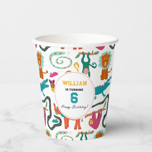 Niedliche Farbige Abstrakte Tiere Kindergeburtstag Pappbecher (Vorderseite)