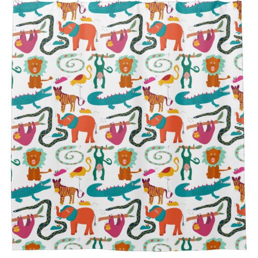 Niedliche Farbige Abstrakte Tiere Kindermuster Duschvorhang (Vorderseite)