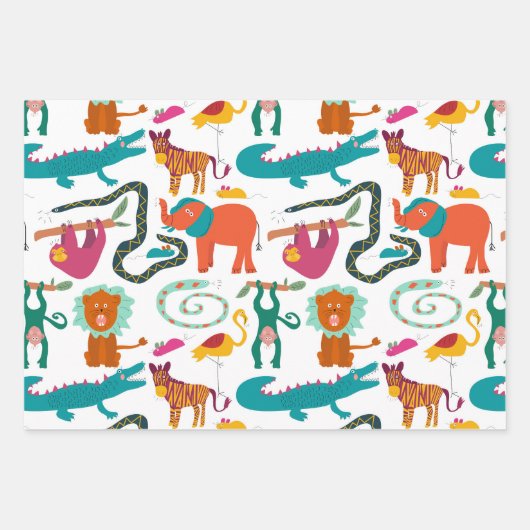 Niedliche Farbige Abstrakte Tiere Kindermuster Geschenkpapier Set (Vorderseite 2)