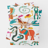 Niedliche Farbige Abstrakte Tiere Kindermuster Geschenkpapier Set (Beispiel)