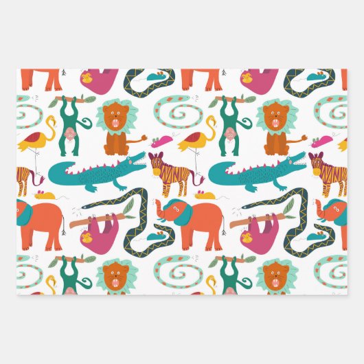 Niedliche Farbige Abstrakte Tiere Kindermuster Geschenkpapier Set (Vorderseite)