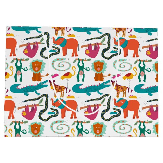 Niedliche Farbige Abstrakte Tiere Kindermuster Große Geschenktüte (Rückseite)