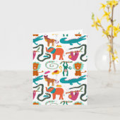 Niedliche Farbige Abstrakte Tiere Kindermuster Karte (Gelbe Blume)