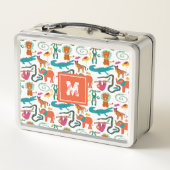 Niedliche Farbige Abstrakte Tiere Kindermuster Metall Brotdose (Rückseite)