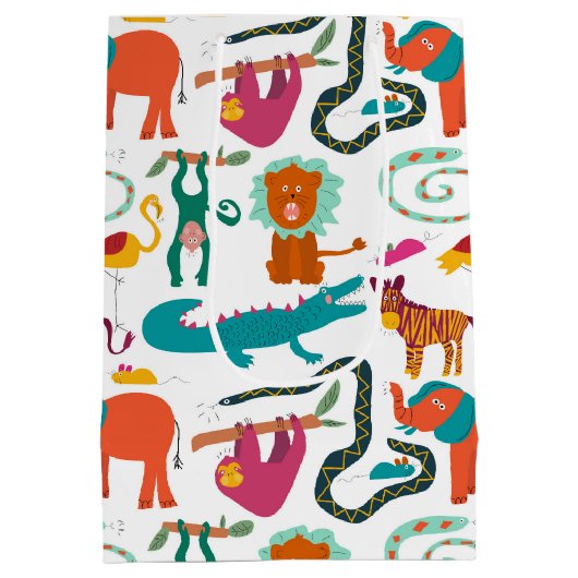 Niedliche Farbige Abstrakte Tiere Kindermuster Mittlere Geschenktüte (Rückseite)