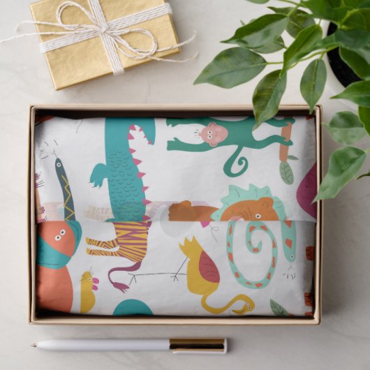 Niedliche Farbige Abstrakte Tiere Kindermuster Seidenpapier (Geschenk)