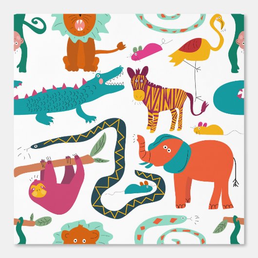 Niedliche Farbige Abstrakte Tiere Kindermuster Tapete (Vorderseite)