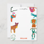 Niedliche Farbige Abstrakte Tiere Name der Kinder Mitteilungskarte (Vorderseite)