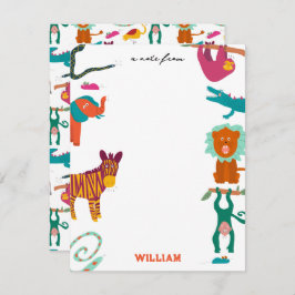 Niedliche Farbige Abstrakte Tiere Name der Kinder Mitteilungskarte