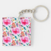 Niedliche farbige Aquarellfarben-Blume-Nummernschi Schlüsselanhänger (Rückseite)