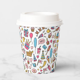 Niedliche Farbige Balloons Geburtstagskuchen Gesch Pappbecher