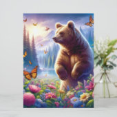 Niedliche, farbige Bären und Schmetterlinge Feiertagskarte (Stehend Vorderseite)