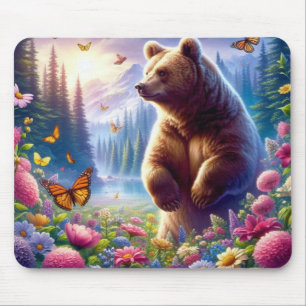 Niedliche, farbige Bären und Schmetterlinge Mousepad