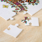 Niedliche Farbige Baumkatzen Blume Monogramm Name Puzzle (Seite)