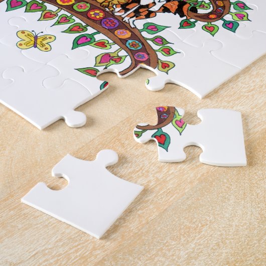 Niedliche Farbige Baumkatzen Blume Monogramm Name Puzzle (Seite)