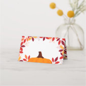 Niedliche farbige Blätter Pumpkin Frame Platzkarte (Rückseite)