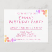 Niedliche Farbige Blocks 1. Geburtstag Foto Einladungspostkarte (Rückseite)