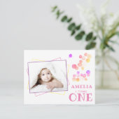 Niedliche Farbige Blocks 1. Geburtstag Foto Einladungspostkarte (Stehend Vorderseite)