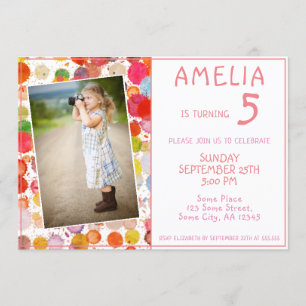 Niedliche Farbige Blogs Mädchen Kinder Foto Geburt Einladung