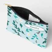 Niedliche farbige Blume Blätter Blue Pencil Case Zubehörtasche (Offen)