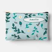 Niedliche farbige Blume Blätter Blue Pencil Case Zubehörtasche (Vorderseite)