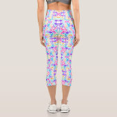 Niedliche farbige Blume Capri Leggings (Rückseite)