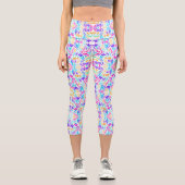 Niedliche farbige Blume Capri Leggings (Vorderseite)