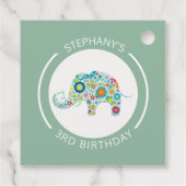 Niedliche farbige Blume Elefantenmonogramm Geschenkanhänger (Rückseite)