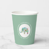 Niedliche farbige Blume Elefantenmonogramm Pappbecher (Rückseite)