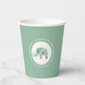 Niedliche farbige Blume Elefantenmonogramm Pappbecher (Vorderseite)