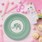 Niedliche farbige Blume Elefantenmonogramm Pappteller (Party)