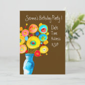 Niedliche farbige Blume Geburtstagsparty Einladung (Stehend Vorderseite)