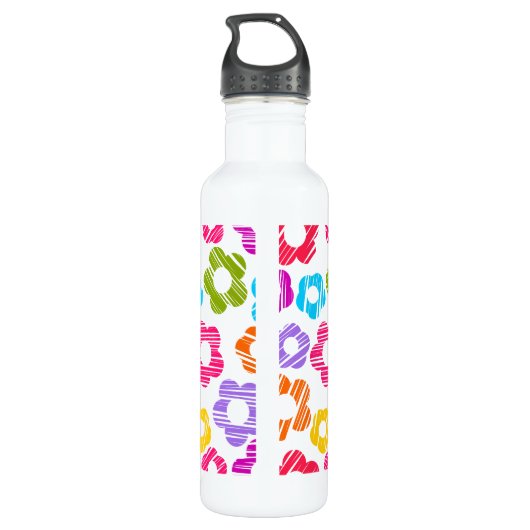 Niedliche farbige Blume mährenhaft fröhliche Blume Edelstahlflasche (Rückseite)